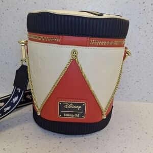 Disney Loungefly Red and Cream Mini Bag with Gold Details